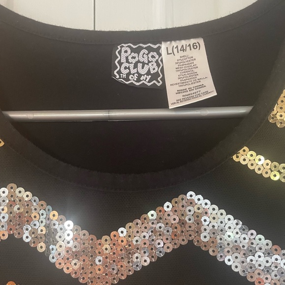 Pogo Club of NY Girls Size Large Sequins Gold Silver Layered Sleeveless Dress - Picture 3 of 4